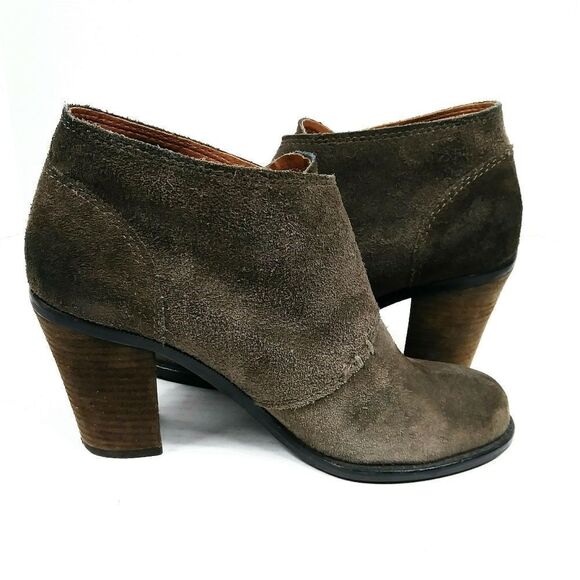 Lucky Brand Mickie Grey Suede Heeled Buckle Booties - Picture 3 of 10